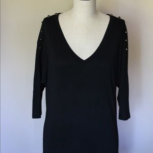 Gold Studded V-neck Top